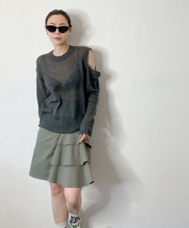 Charcoal Destroyed Knit #250330